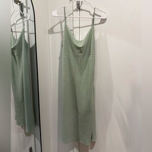 Sage Green Polka Dot Slip Midi Dress